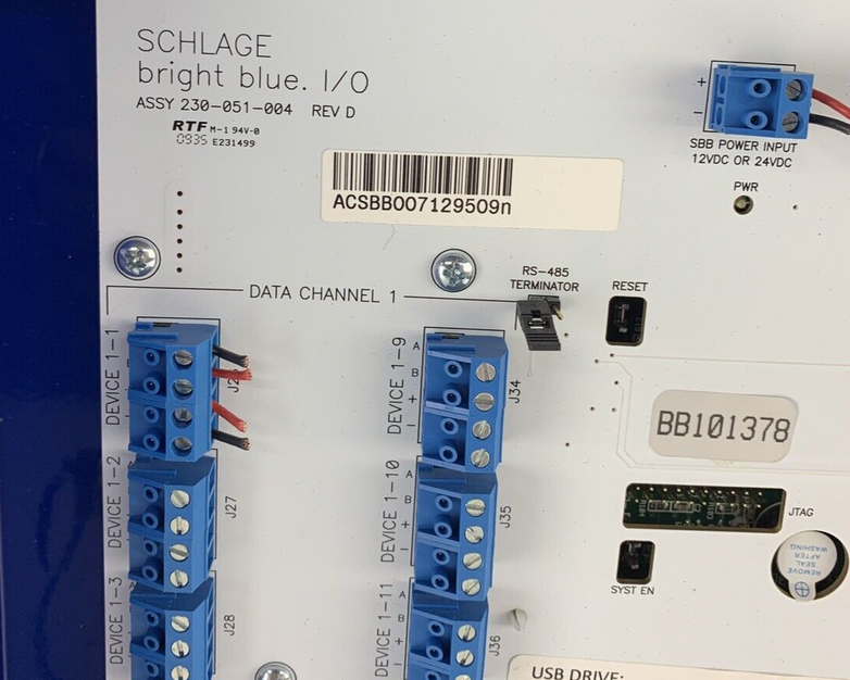 Schlage SBB Bright Blue Reader Interface Board 230-051-004 w/ Keys