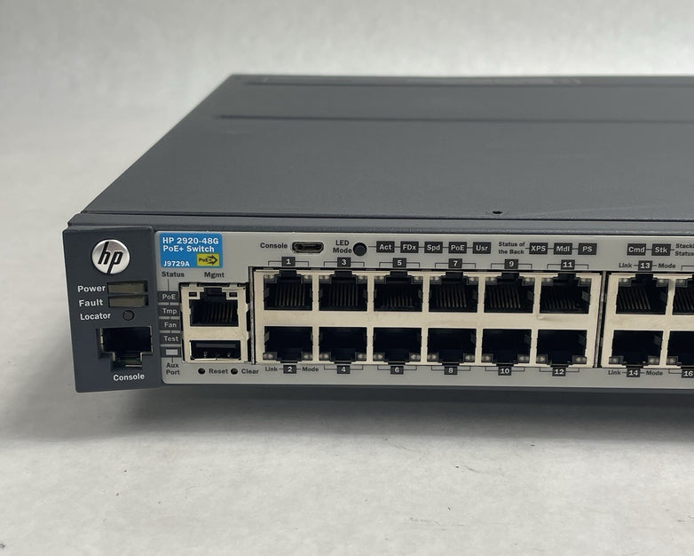 HP 2920-48G PoE+ Switch J9729A 48-Port With J9731A Network Switch No PS