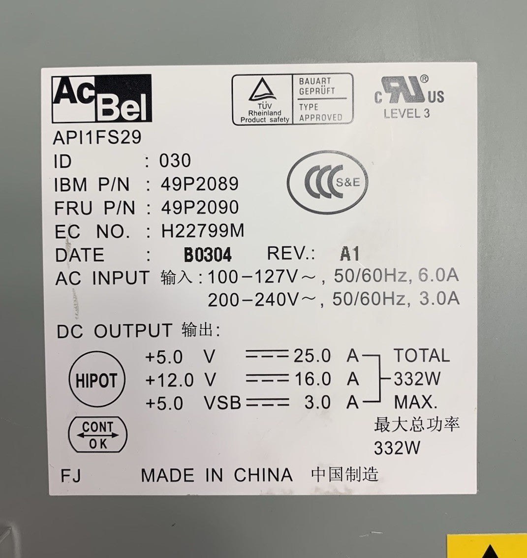 AcBel API1FS29 49P2089 332W Computer Power Supply6