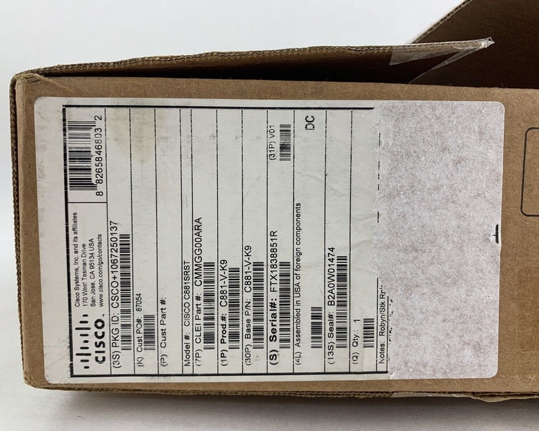 Cisco C881-V-K9 Ethernet Security Router with PSU Box Opened
