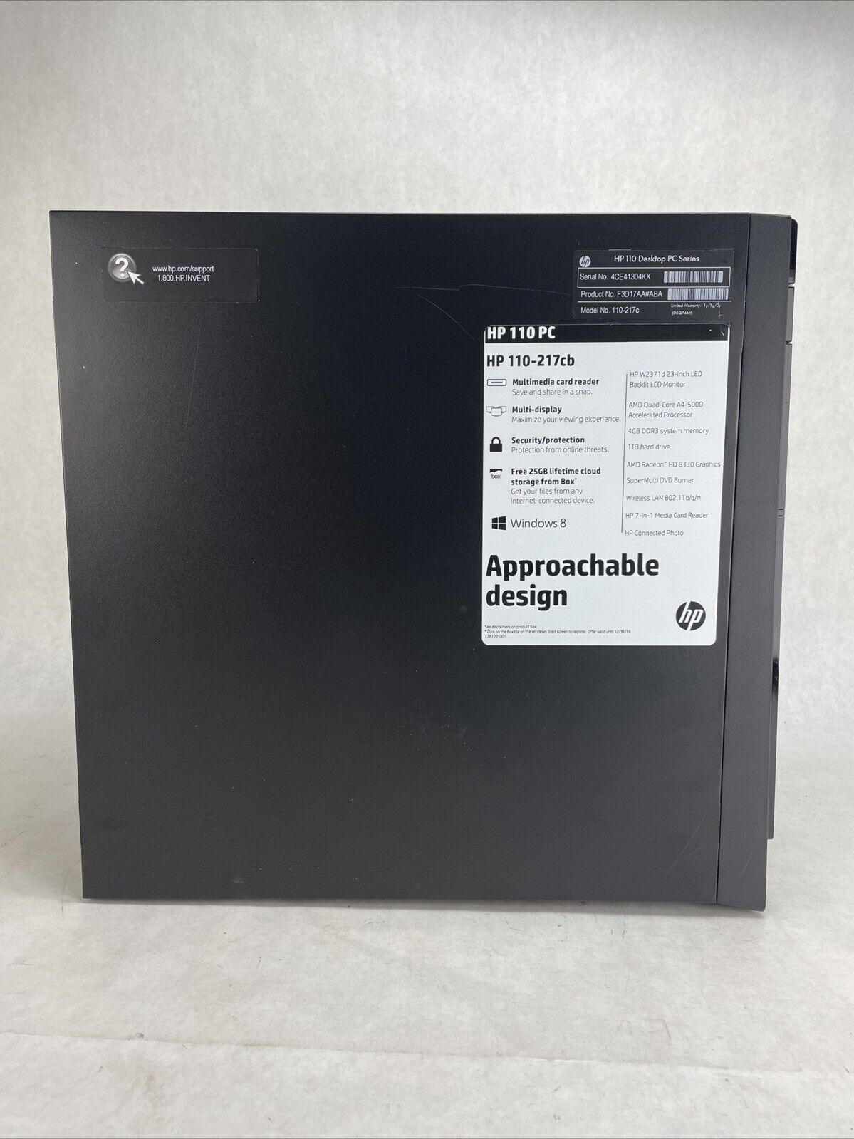 HP 110-217cb MT AMD A8-5000 1.5GHz 4GB RAM No HDD No OS
