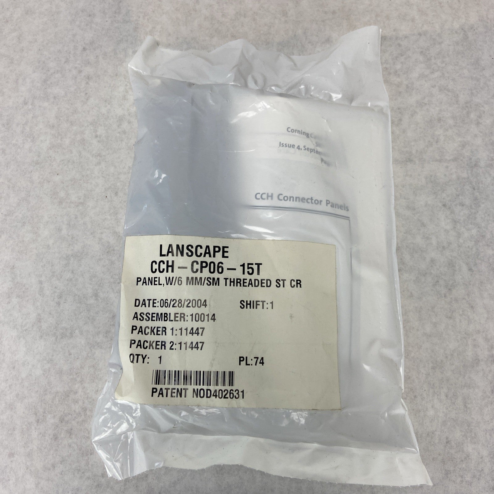 Corning Lanscape CCH-CP06-15T Panel ST CR MM Simplex 6 Fiber OM1 62.5 um