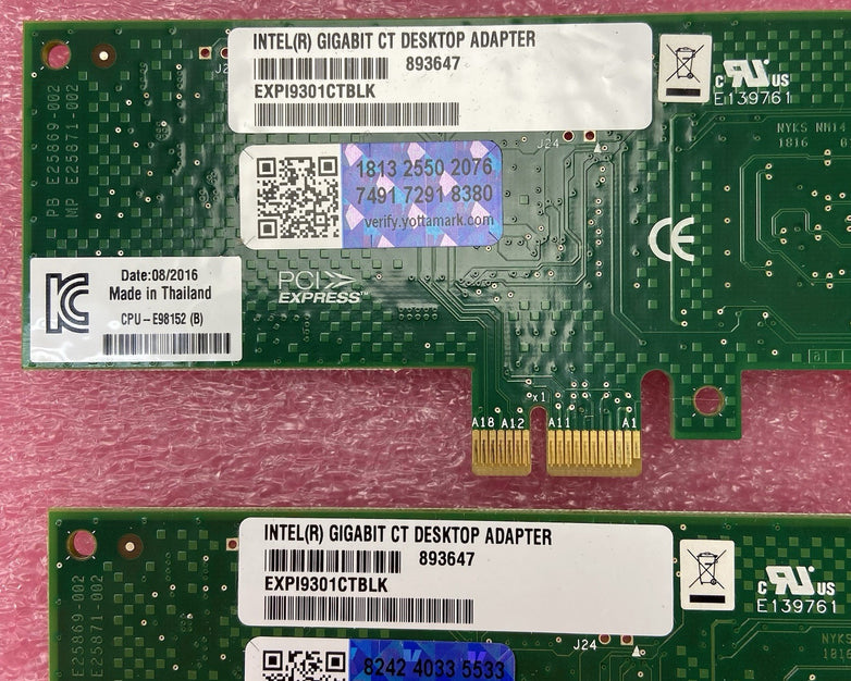 Lot of 2 Intel Gigabit CT Desktop Adapter PCIe EXPI9301CTBLK