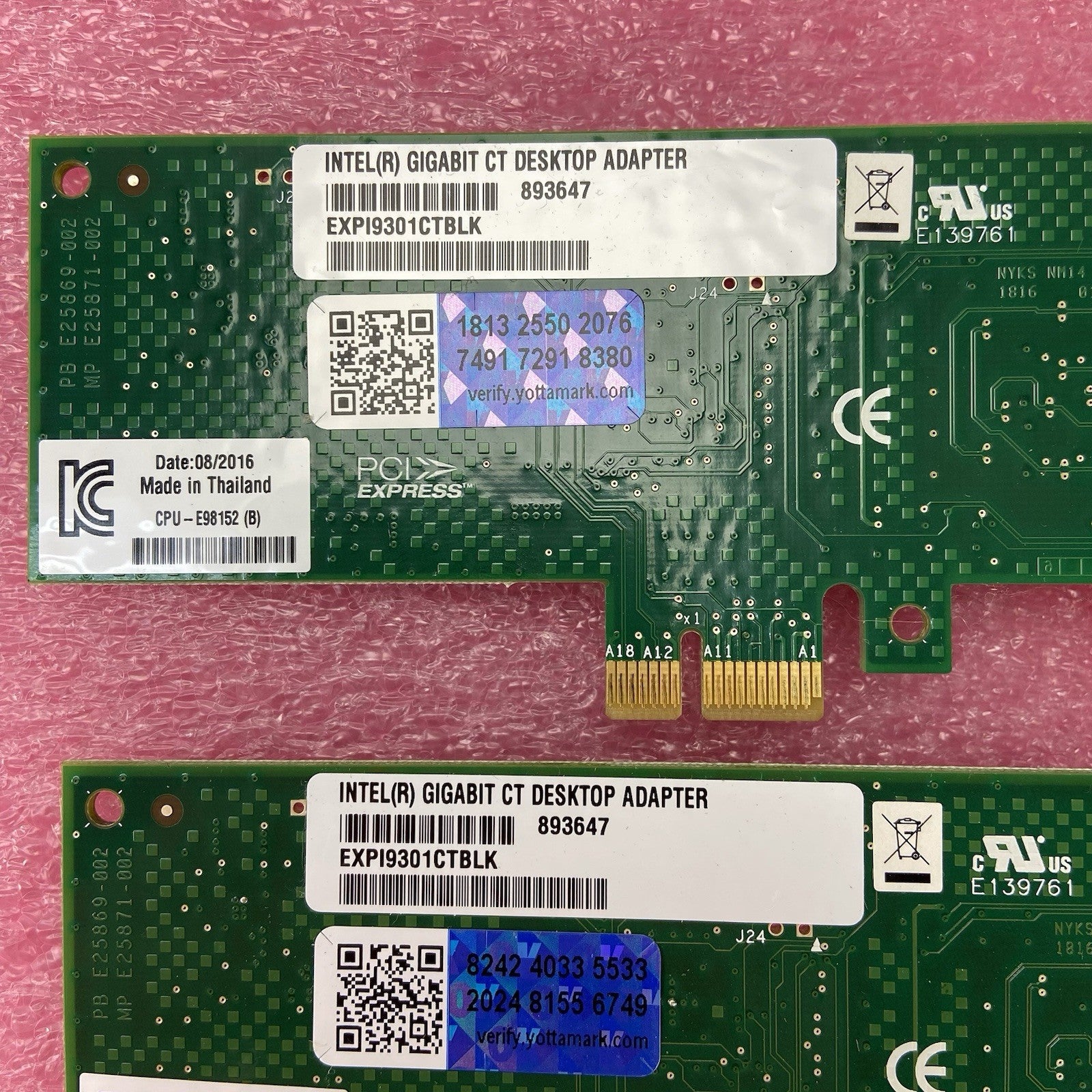 Lot of 2 Intel Gigabit CT Desktop Adapter PCIe EXPI9301CTBLK7