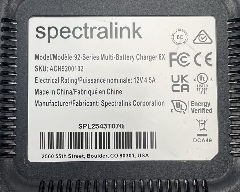Spectralink Charger 6-slot MultiLader 92 series ACH9200105 Power Tested