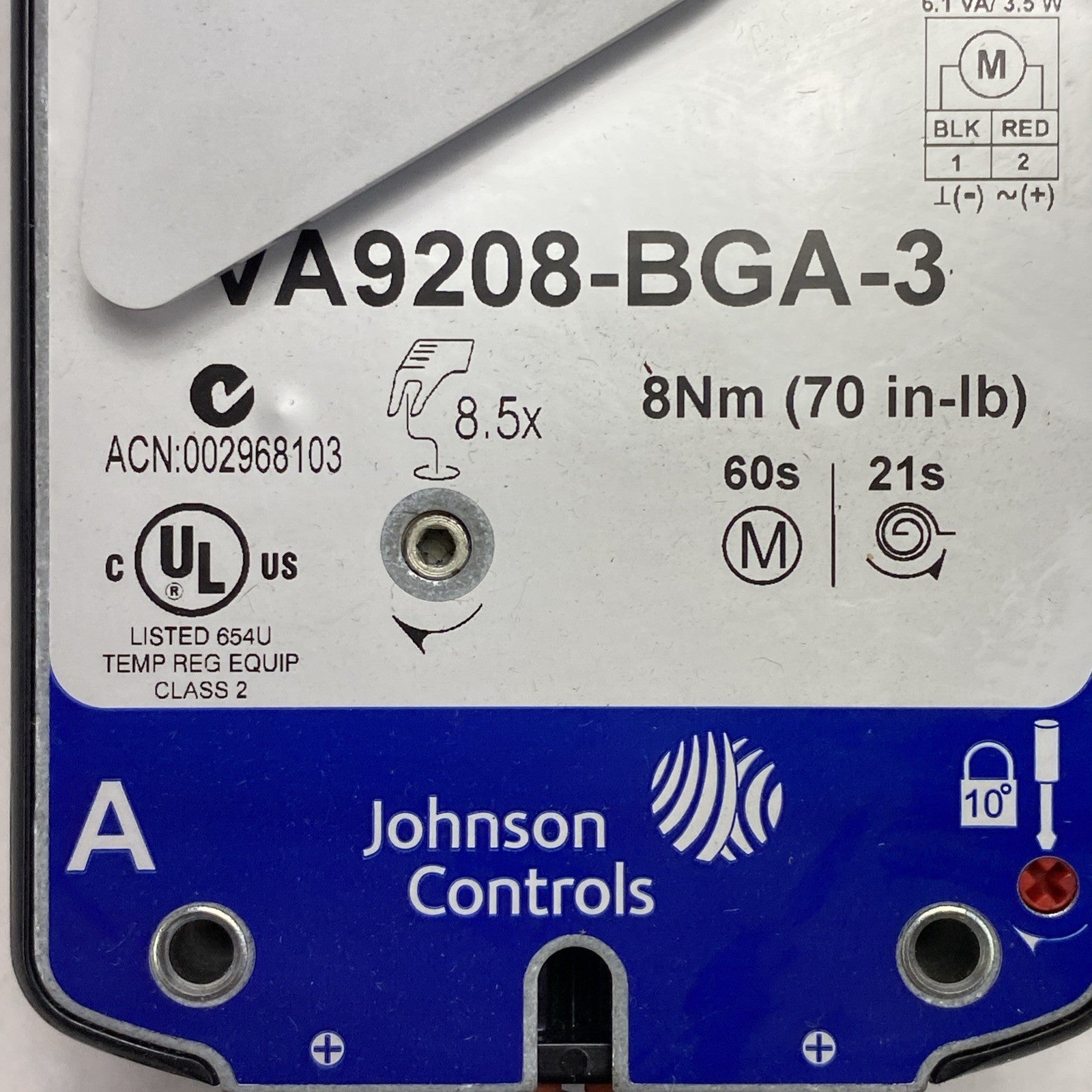 Johnson Controls VA9208-BGA-3 Electric Spring Return Valve Actuator5