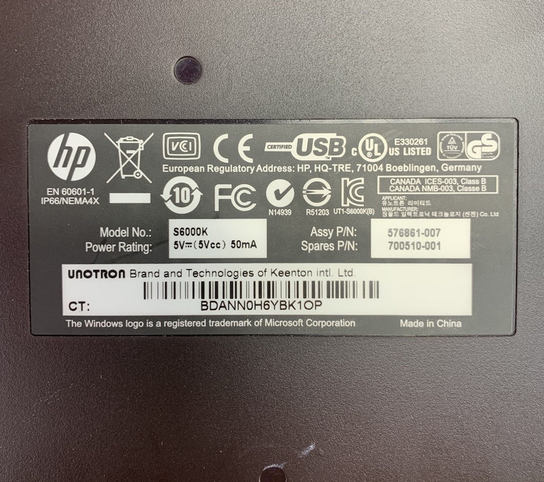 HP S6000K 576861-007 USB-Wired Washable Keyboard7
