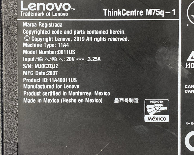 Lenovo ThinkCentre M720q Micro Intel Core i5-8500T 2.1GHz 8GB RAM No HDD OS AC
