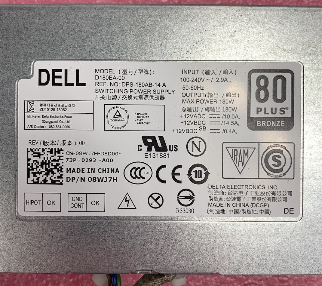 Dell D180EA-00 DPS-180AB-14 A 80 Plus Bronze 180W Switching Power Supply