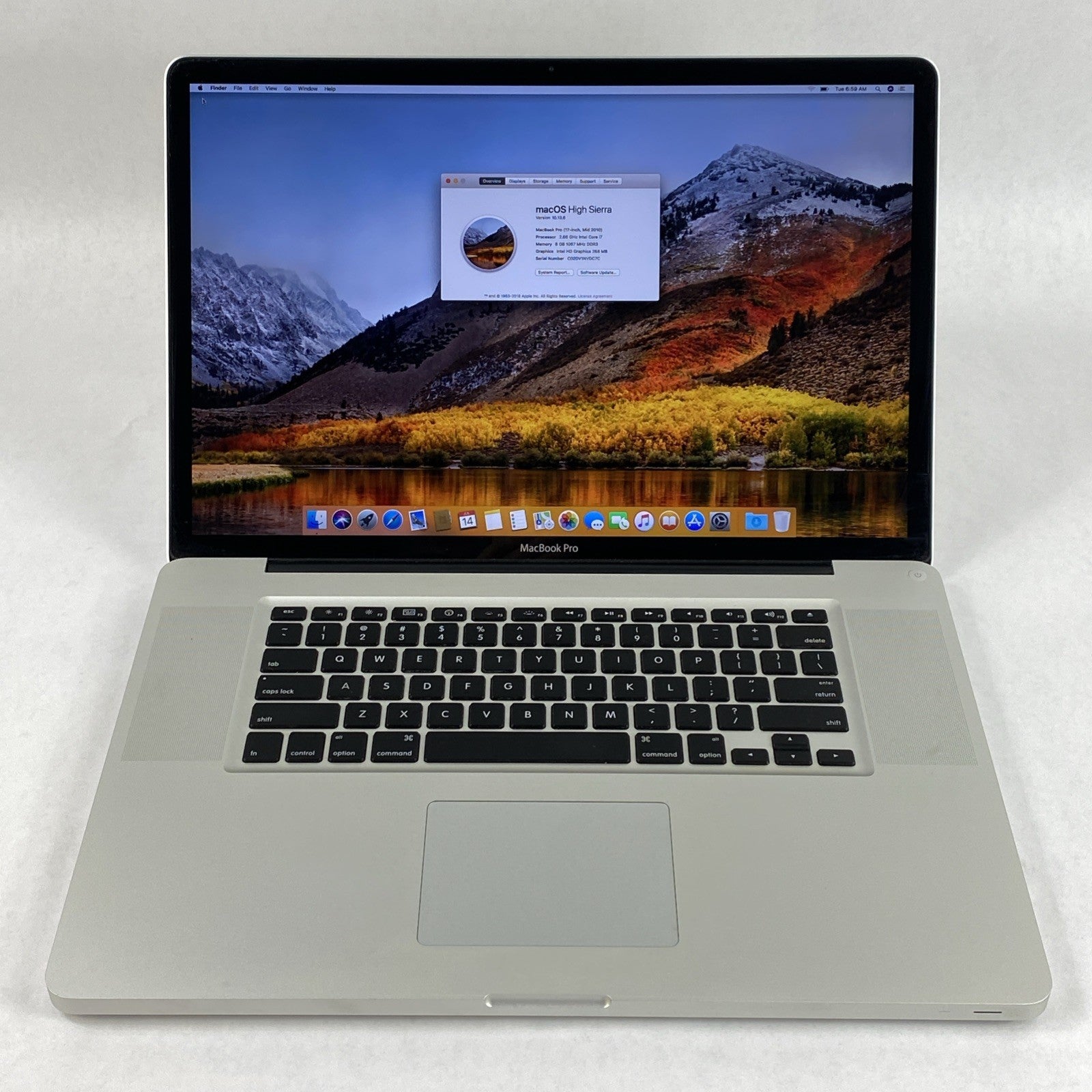 Apple MacBook Pro A1297 2010 17" Core i7 8GB RAM 500GB HDD os10.13.60