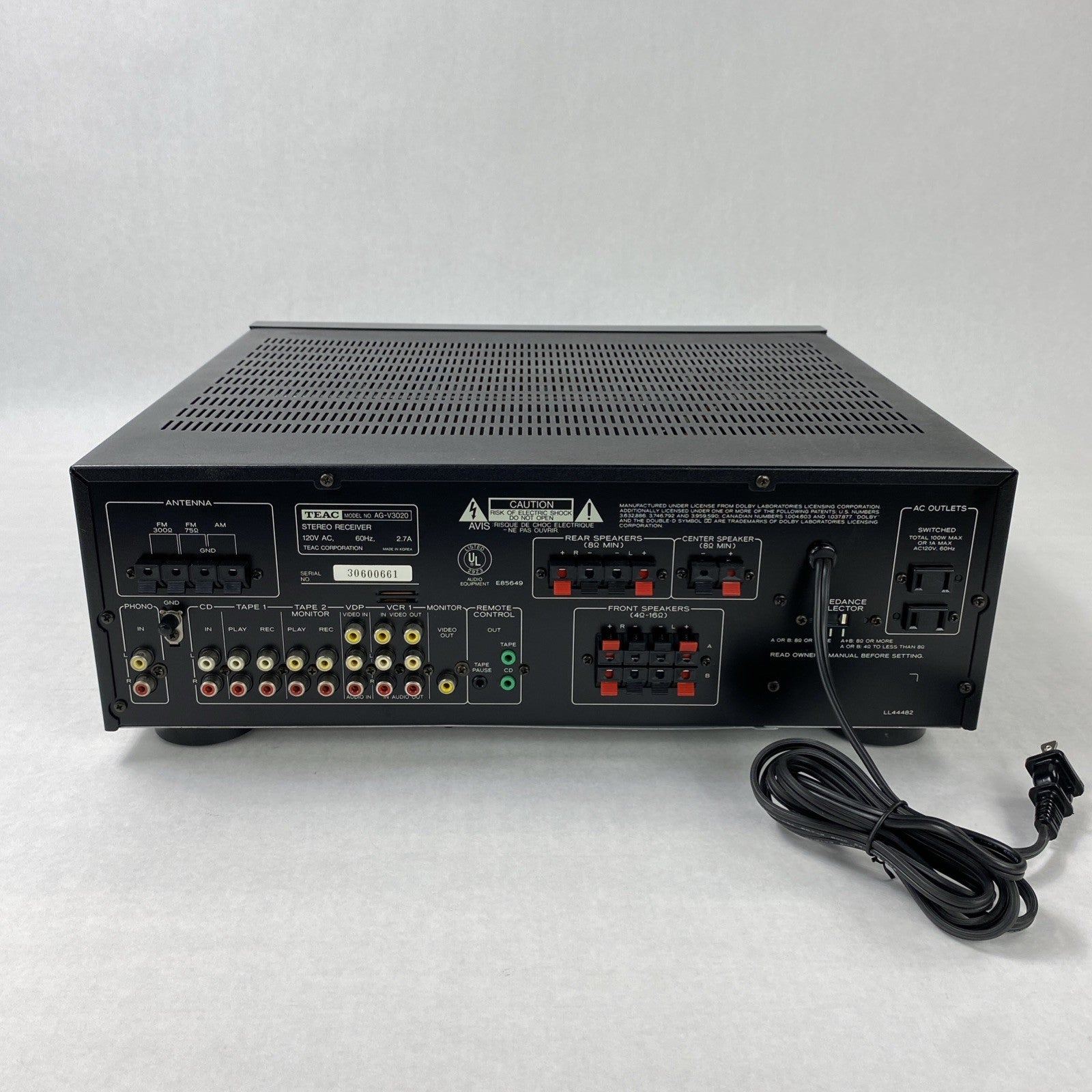 TEAC AG-V3020 Stereo Receiver No Remote
