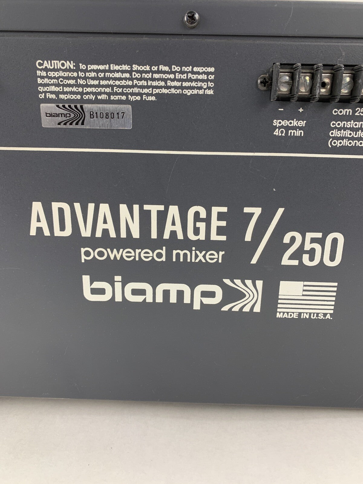 Biamp Advantage 7/250 Biamp Powered Mixer Level Controls Scratch Parts Or Repair