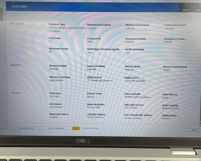 Dell Latitude 5420 14" i5-1135G7 2.40 GHz 8 GB RAM No SSD/OS/AC - READ