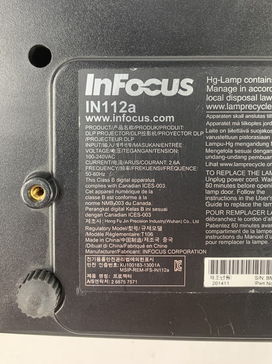 InFocus IN112a DLP Lamp Projector 1775 Lamp Hours - No Remote9