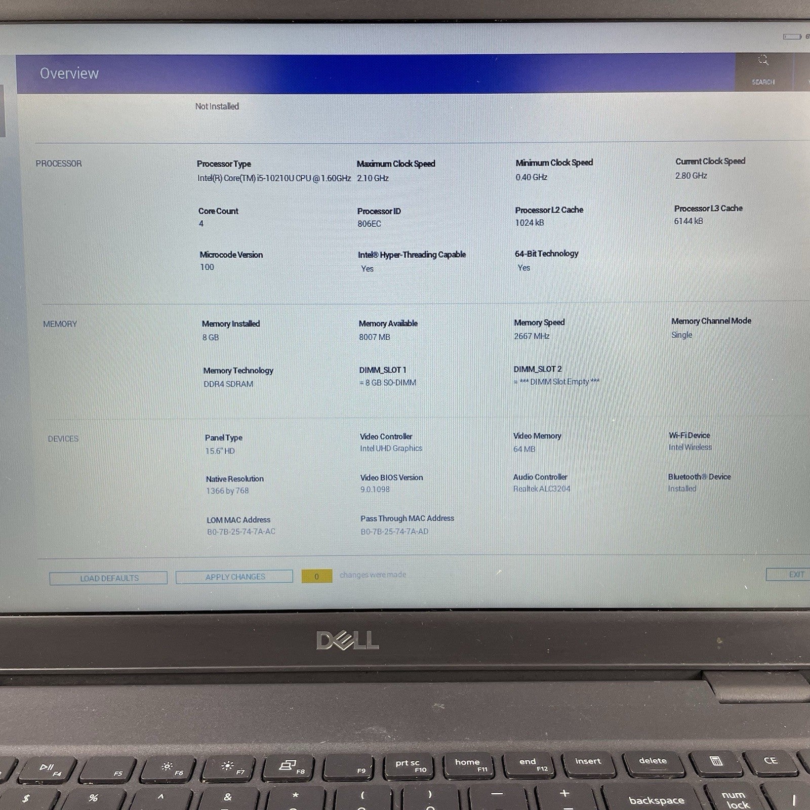 Dell Latitude 3510 15.6" i5-10210U 1.60 GHz 8 GB RAM No SSD/OS/AC - M.2 READ2