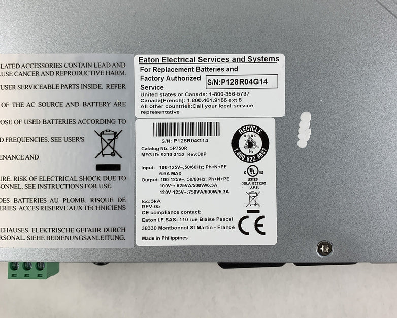 Eaton 5P750R 750VA 600W 120V Line-Interactive UPS Box Opened Old Stick Batts