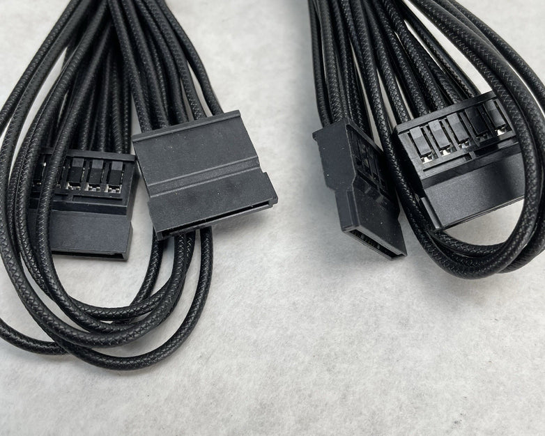 Unbranded Braided 6 Pin to 4 x SATA Driver Power Supply Modular Cable Lot of 2
