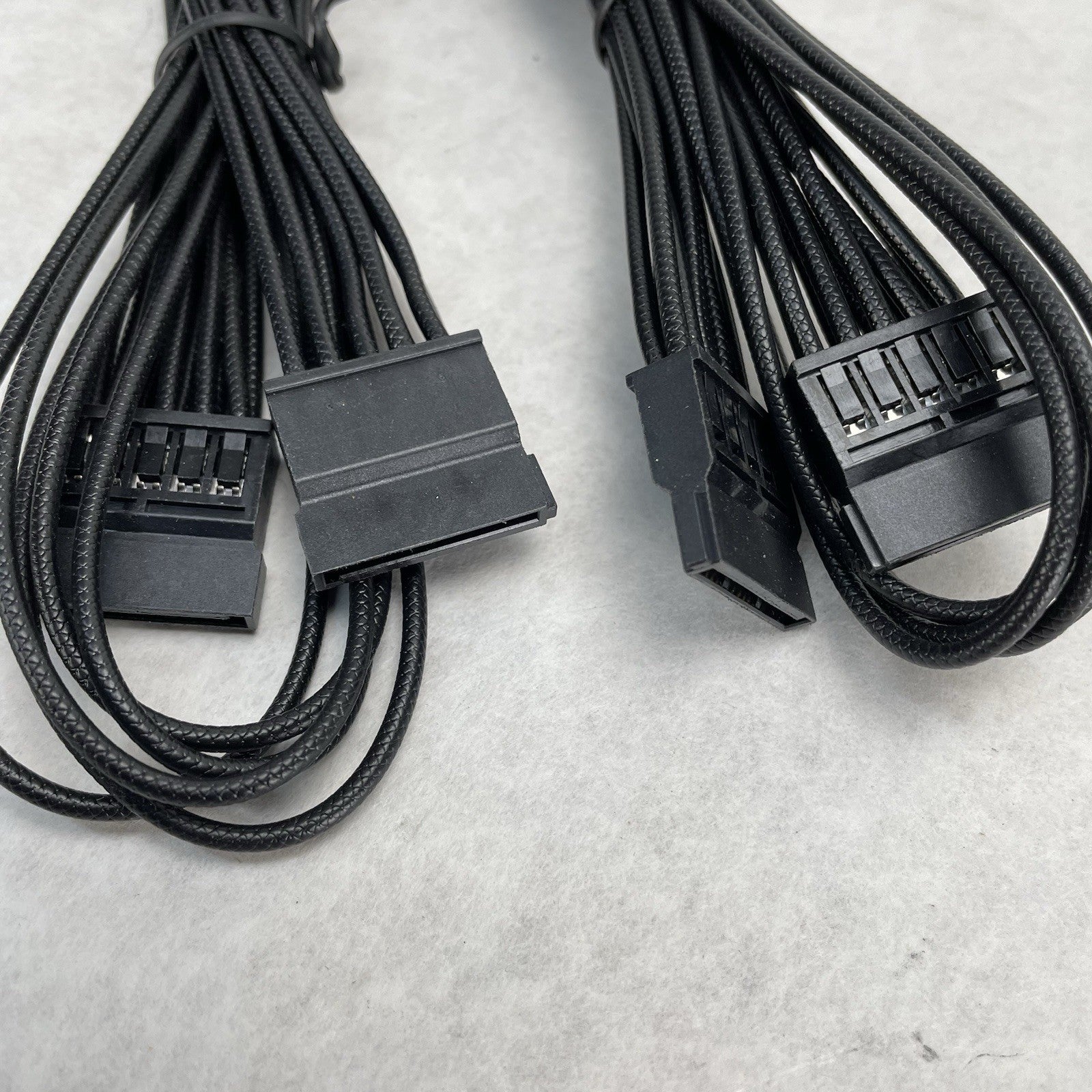 Unbranded Braided 6 Pin to 4 x SATA Driver Power Supply Modular Cable Lot of 2
