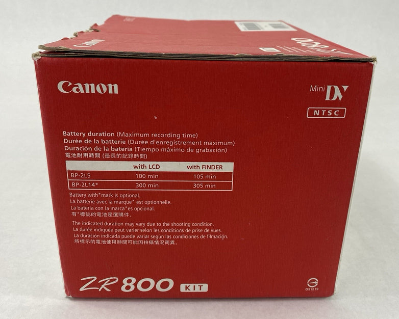 Canon ZR 800 Digital Video Camcorder Kit Untested