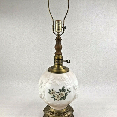 M.C. CO GIM 644 Antique Lamp - White Floral Globe