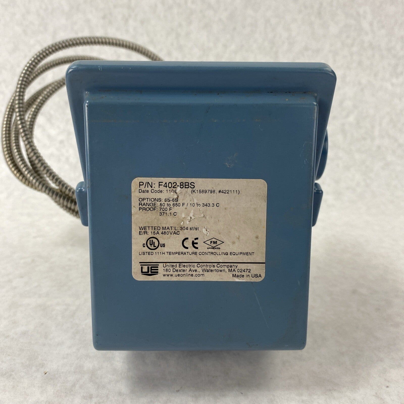 United Electric Controls F402-8BS 6S Temperature Control Unit 50-650F 15A 480VAC