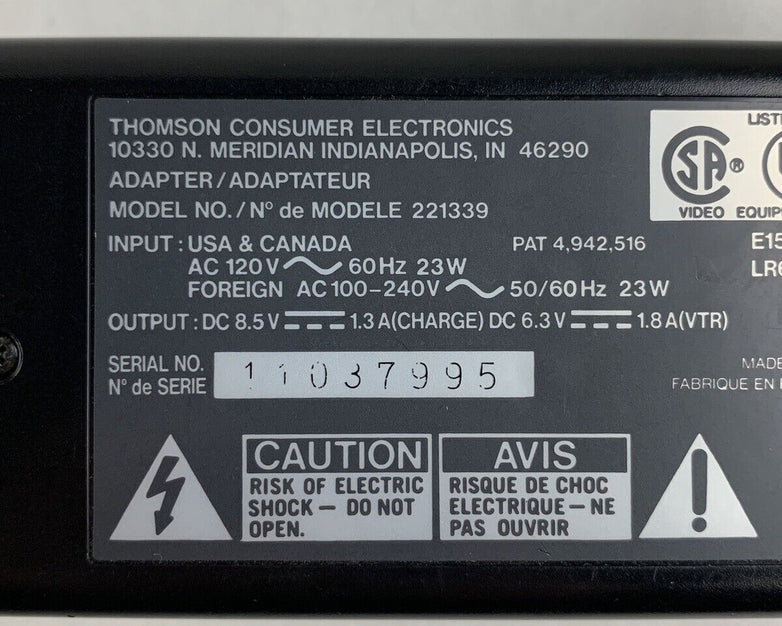 Thomson Consumer Electronics A/C Adapter Charger 221339 Tested