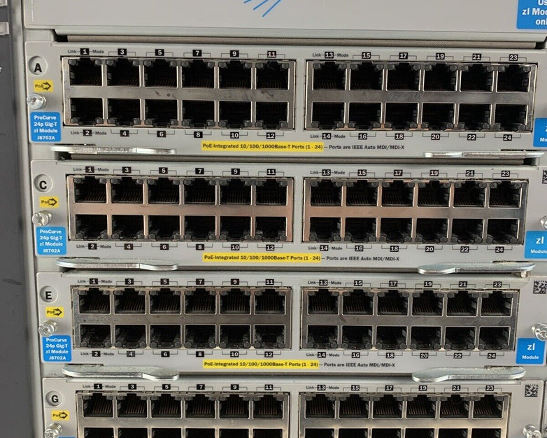 HP ProCurve J8698A 5412zl 8x J8702A 1x J8705A Gig PoE Network Switch Tested