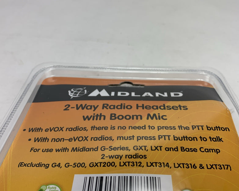 Midland AVP1 2-way Radio Headset with Boom Mic for G-Series GXT LXT Base Camp