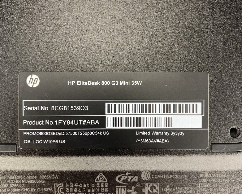 HP EliteDesk 800 G3 Mini Quad Core i5-7500T 2.7GHz 1X8GB RAM WiFi No AC HDD READ