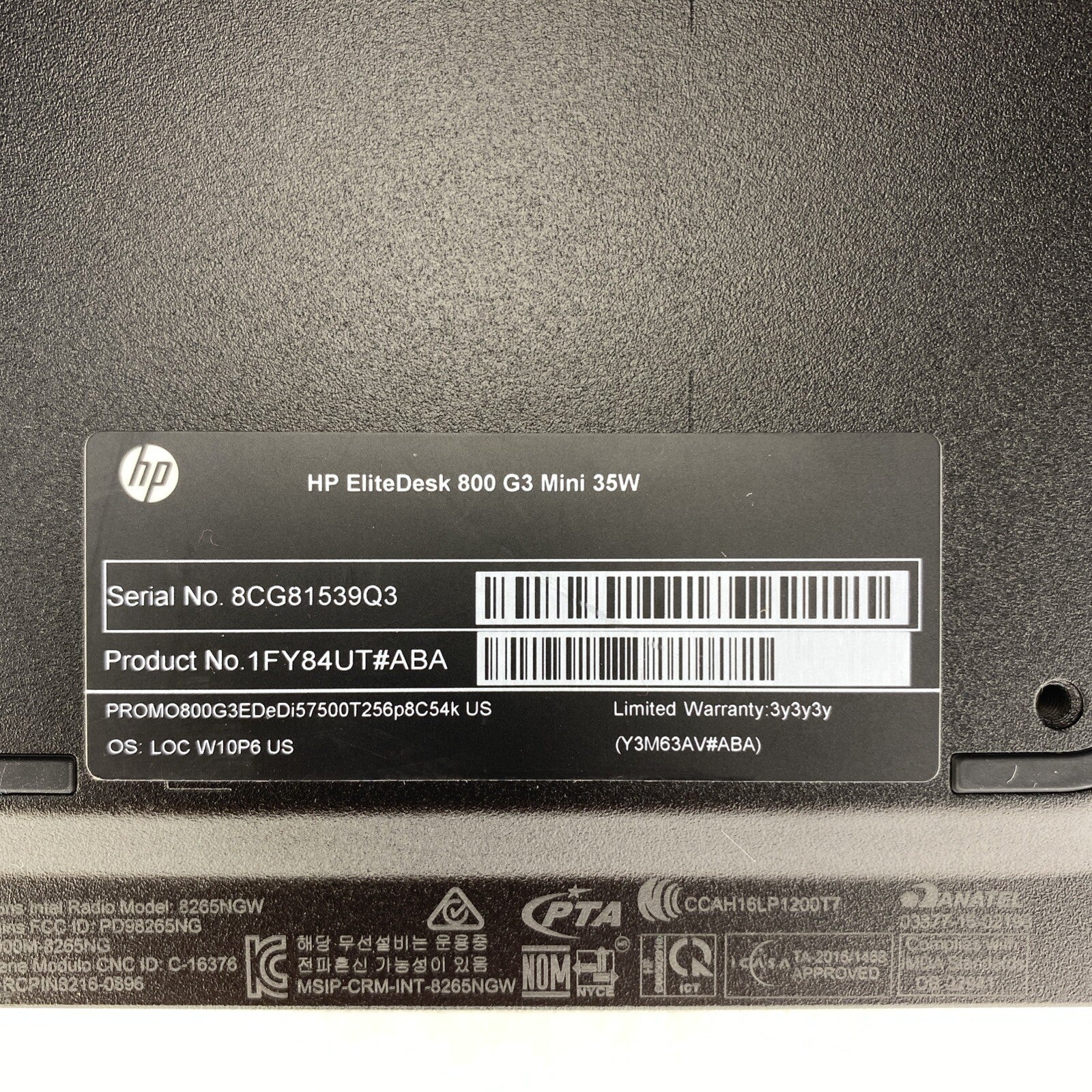 HP EliteDesk 800 G3 Mini Quad Core i5-7500T 2.7GHz 1X8GB RAM WiFi No AC HDD READ