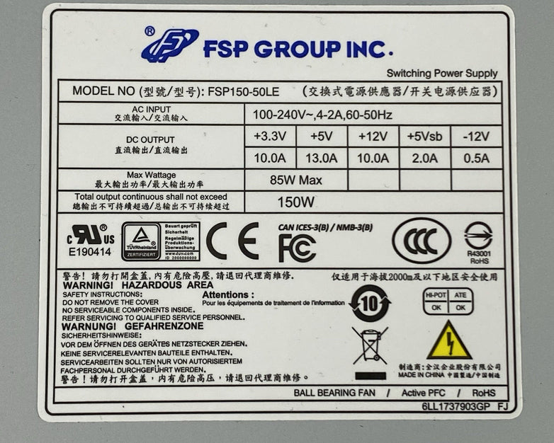 FSP Group FSP150-50LE 150W Switching Power Supply Tested
