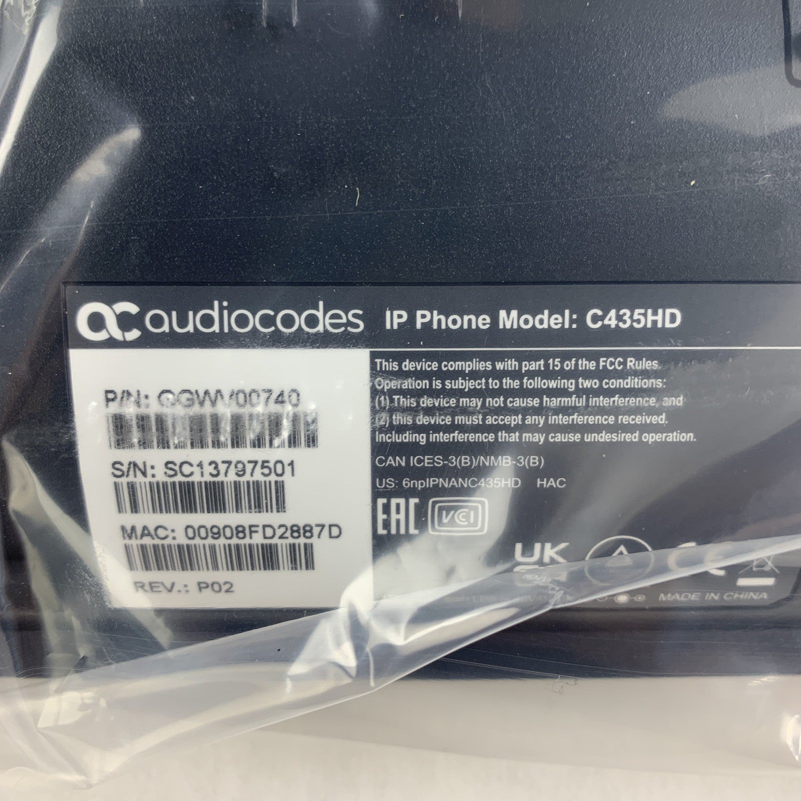 Audiocodes C435HD IP Phone Box Opened