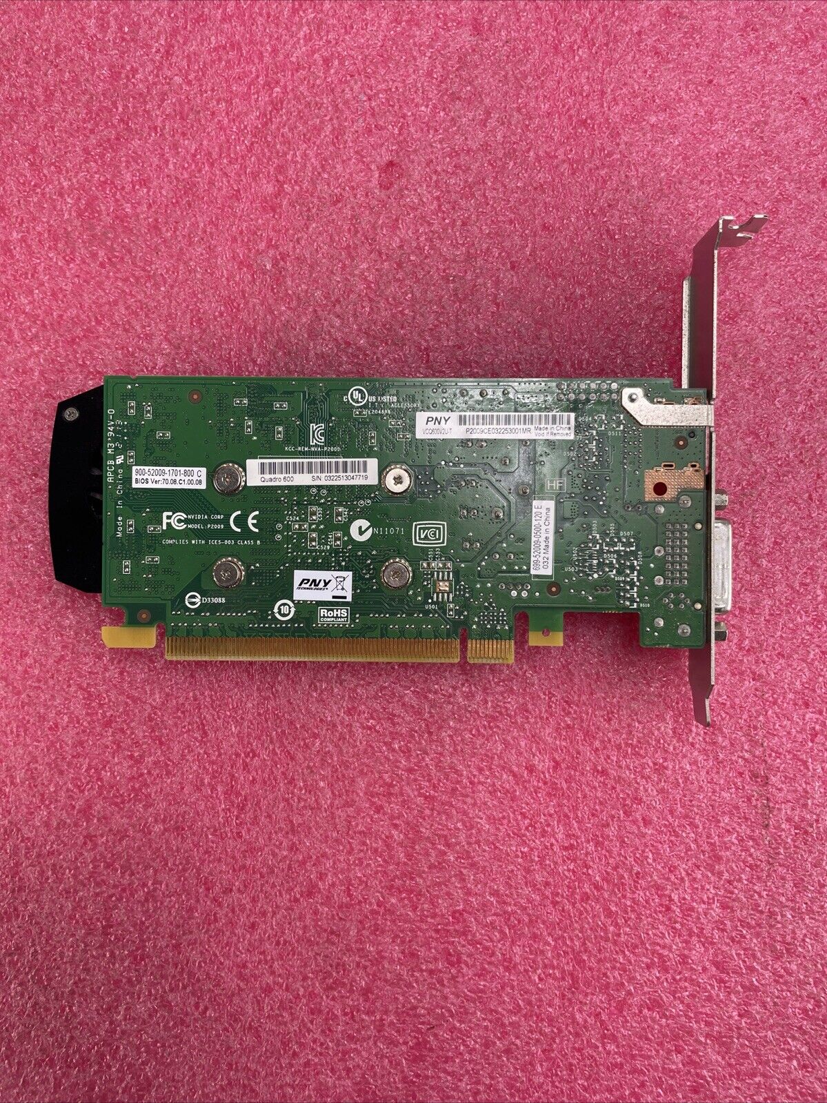 PNY Nvidia Quadro 600 Graphics Card 1GB PCIe DVI DP
