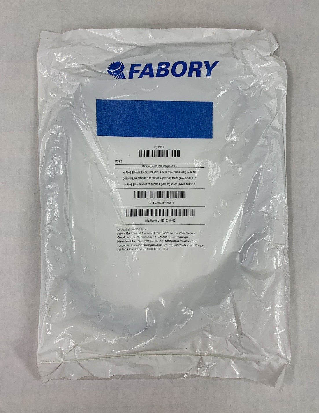 Fabory 1KPL9 AS-568 1/4 x 9.1/2 O-Ring 2-Pack
