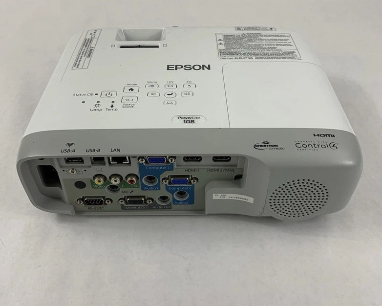 Epson PowerLite 108 H860A LCD Projector 1256 Lamp Hours - No Remote