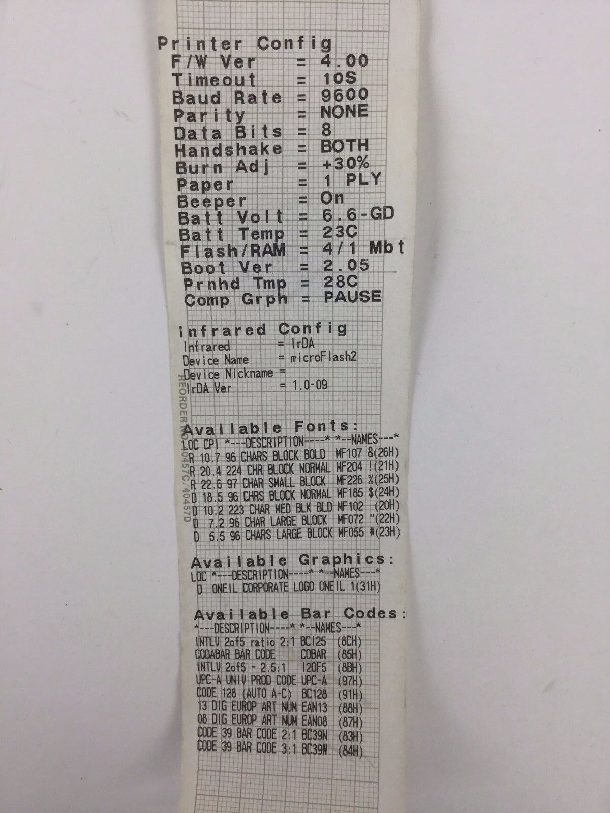 O'Neil MicroFlash 2 Thermal Printer 200052-000