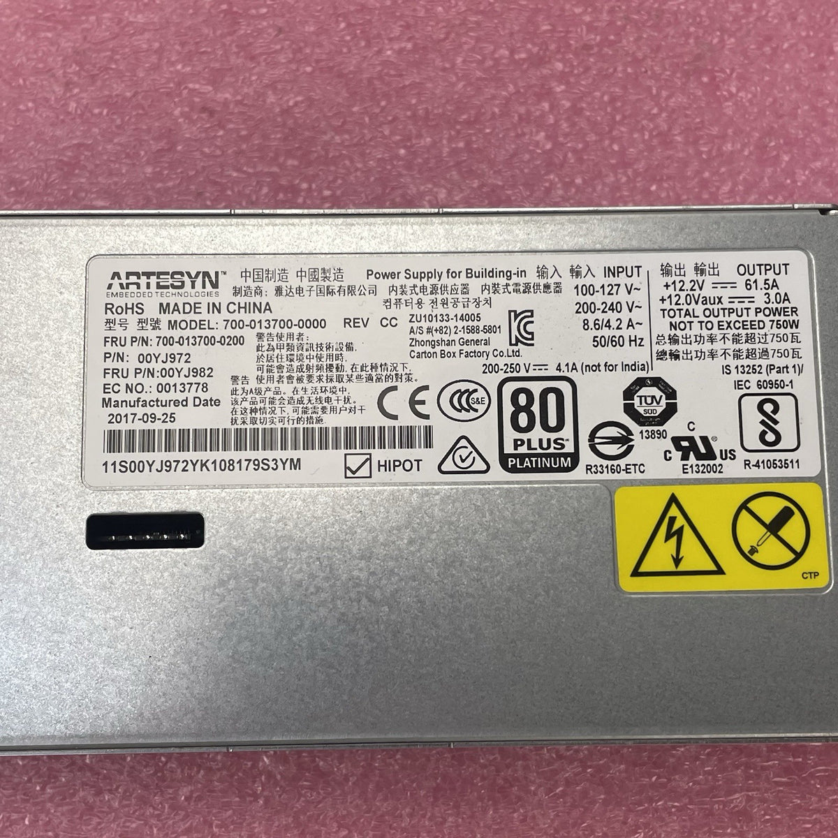 Artesyn 700-013700-0000 750W Power Supply 80 Plus Platinum6