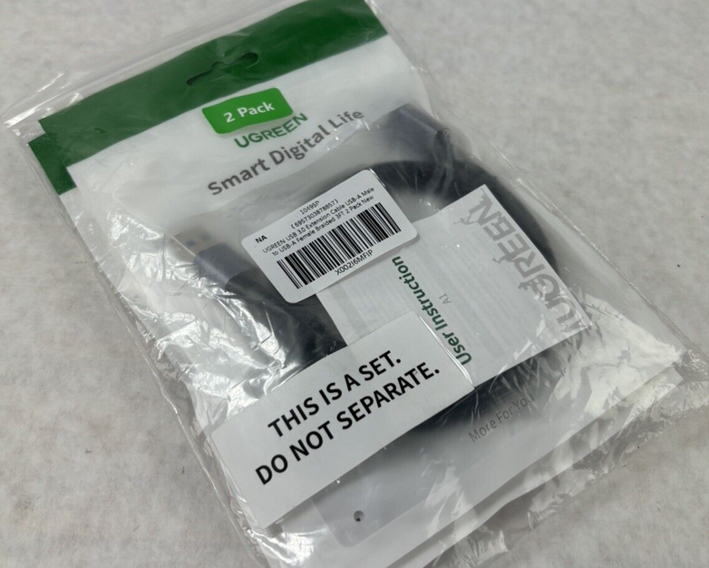 Pair of UGREEN USB A 3.0 Male to Female Extension Cable Nylon Braided