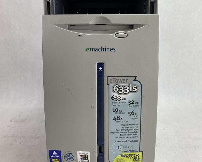 eMachines eTower 633is MT Intel Celeron 633HMz 512MB RAM No HDD No OS