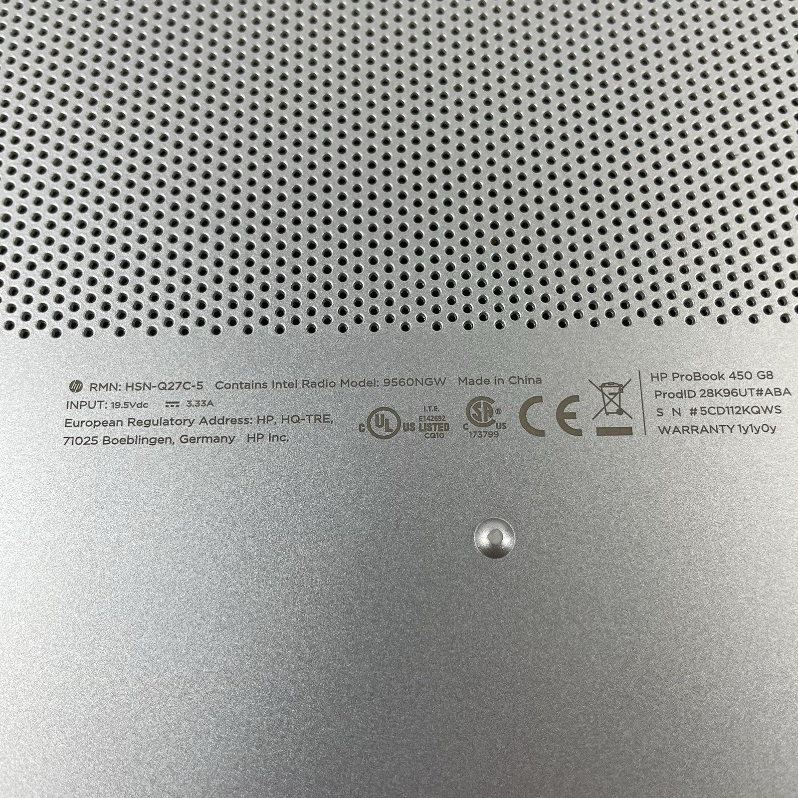 HP ProBook 450 G8 15.6" i5-1135G7 2.40 GHz 8 GB RAM No SSD/OS/AC - Bad USB14