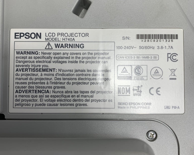 Epson PowerLite 695Wi H740A LCD Lamp Projector 4301 Lamp Hours - Dim No Remote