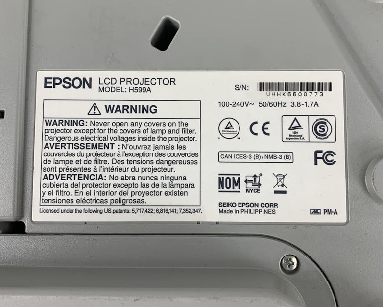 Epson H599A BrightLink 595Wi LCD Lamp Projector 3050 Lamp Hours No Remote