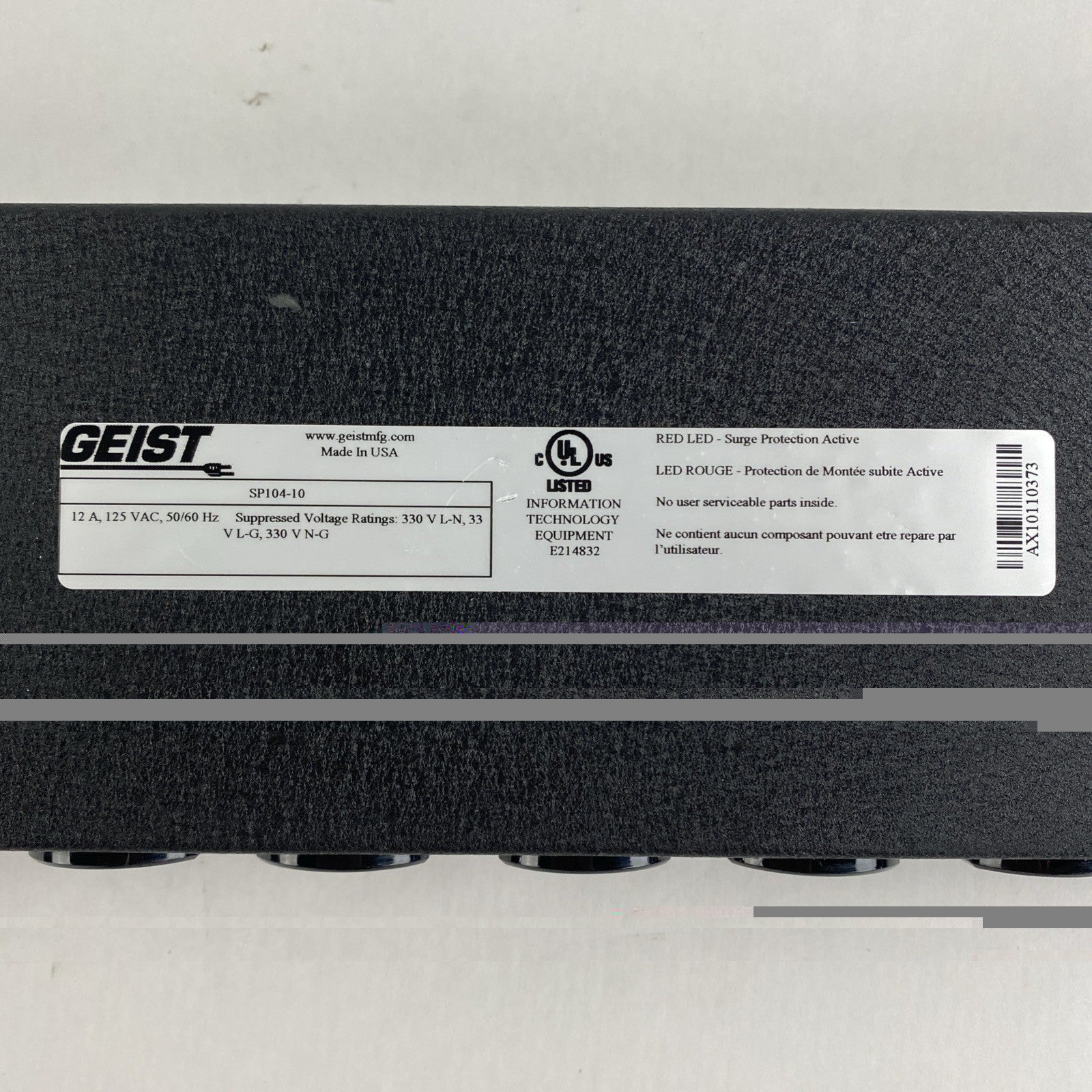 Geist SP104-10 Rack Mounted 10 Outlet Surge Protection9