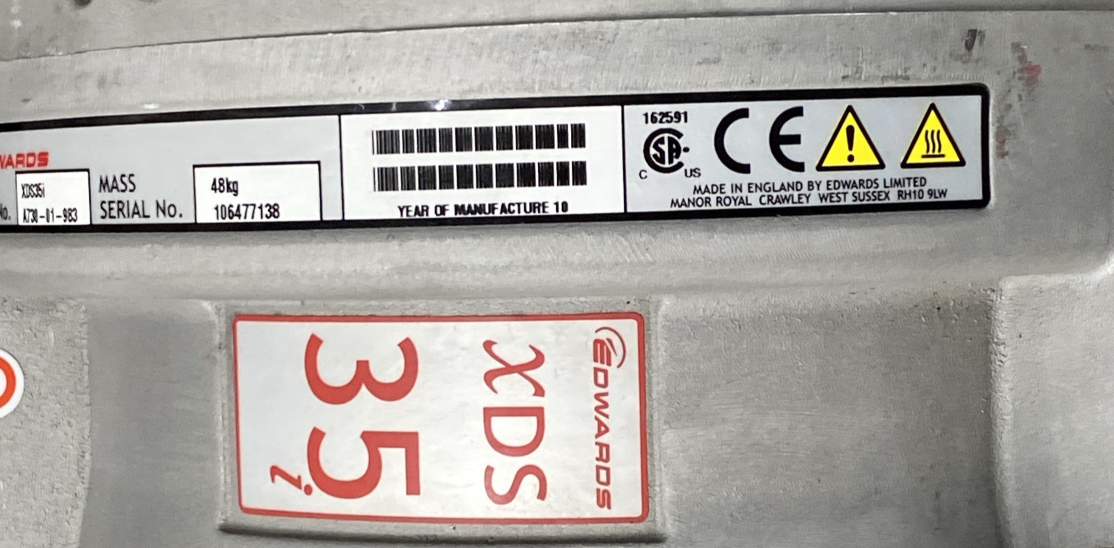 Edwards XDS35i Dry Scroll Vacuum Pump A730-01-98311