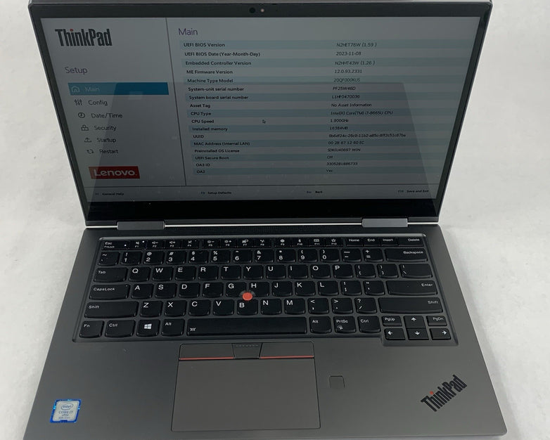 Lenovo ThinkPad X1 Yoga Gen 4 14" Touch i7-8665U 1.90 GHz 16 GB No OS/SSD/AC