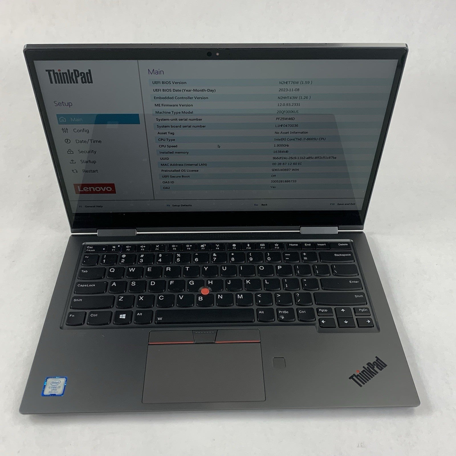 Lenovo ThinkPad X1 Yoga Gen 4 14" Touch i7-8665U 1.90 GHz 16 GB No OS/SSD/AC1