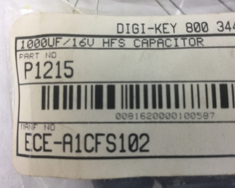 Capacitor 1000UF 16V HFS  P1215  Lot of 7  NEW