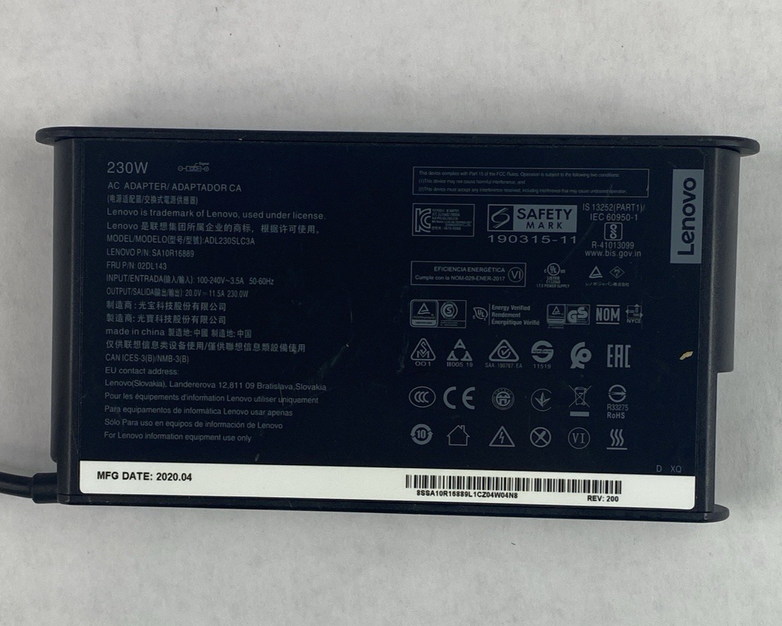 Lenovo ADL230SLC3A  230W AC Adapter 11.5A 20.0V Square Tip