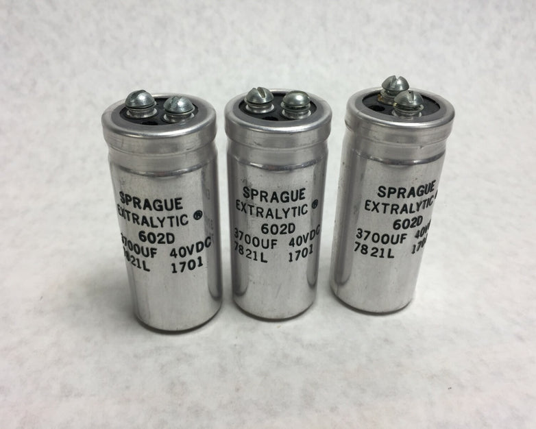 NOS  Sprague Extralytic Capacitor 302D 3700UF 40VDC  Lot of 3