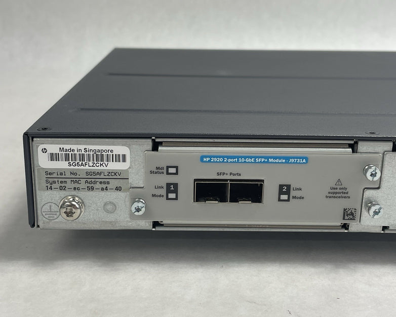 HP 2920-48G PoE+ Switch J9729A 48-Port With J9731A Network Switch No PS